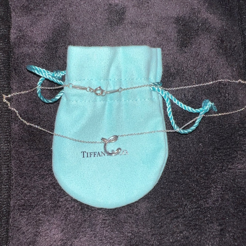 Tiffany & Co Silver Elsa Peretti Alphabet Letter "C" Pendant
Necklace 16"